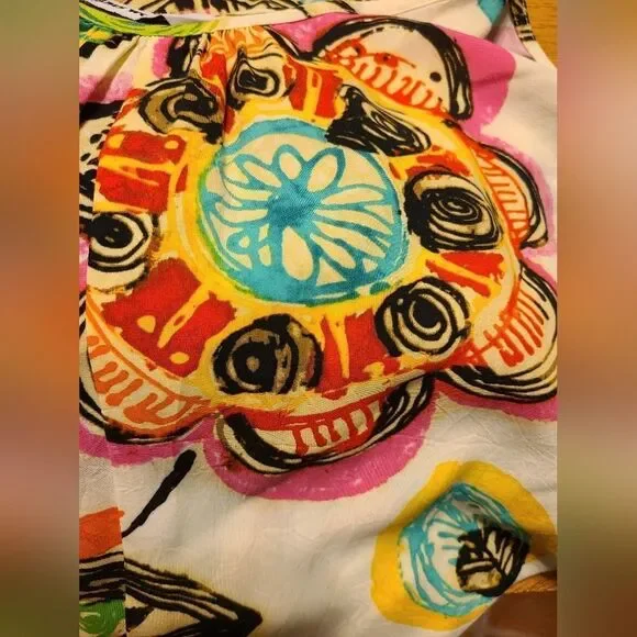 Jams World 'Indio' Colorful Abstract Floral Capri Jumpsuit/Romper | M - Picture 6 of 8